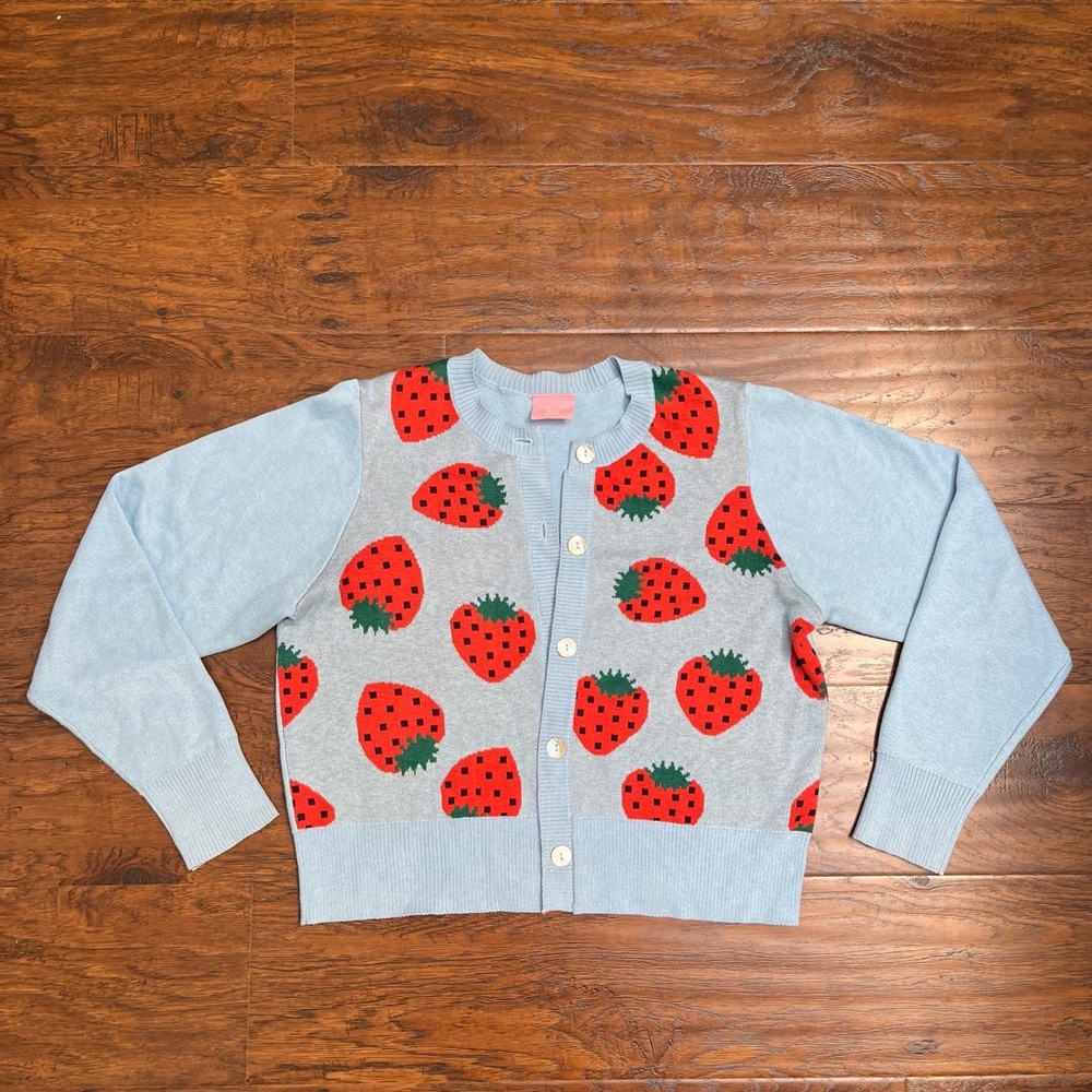 Strawberry Patterned Blue Cardigan